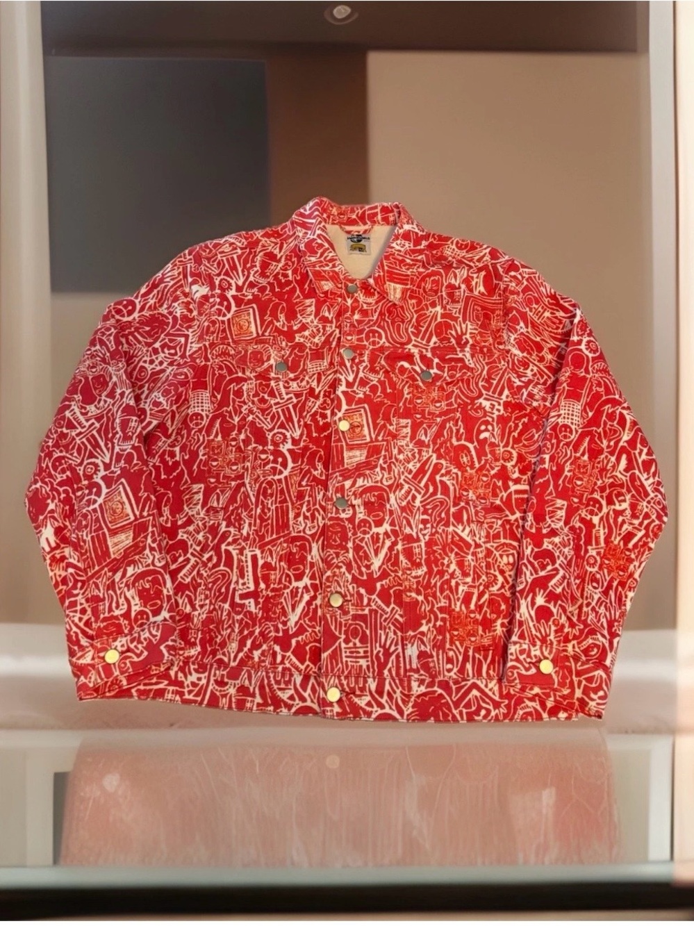 Kodone Horrorcore Red & White Graphic Denim Jacket XXL